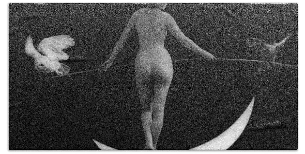 Erotica Bath Towel featuring the photograph Night, Nude Model, 1895 by Science Source