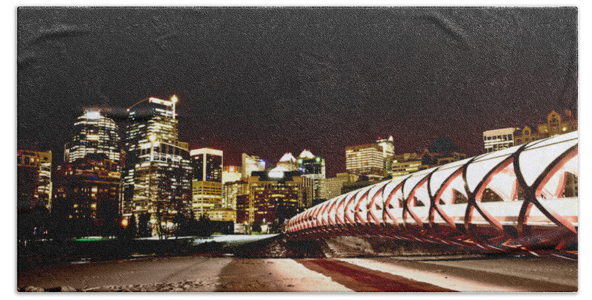 Calgary Hand Towel featuring the photograph Night Shots Calgary Alberta Canada by Mark Duffy