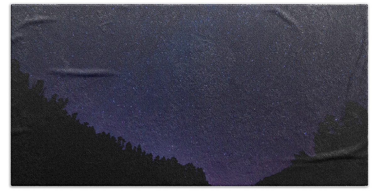 Night Sky Bath Towel featuring the photograph Night Sky Over the Black Hills by Hermes Fine Art