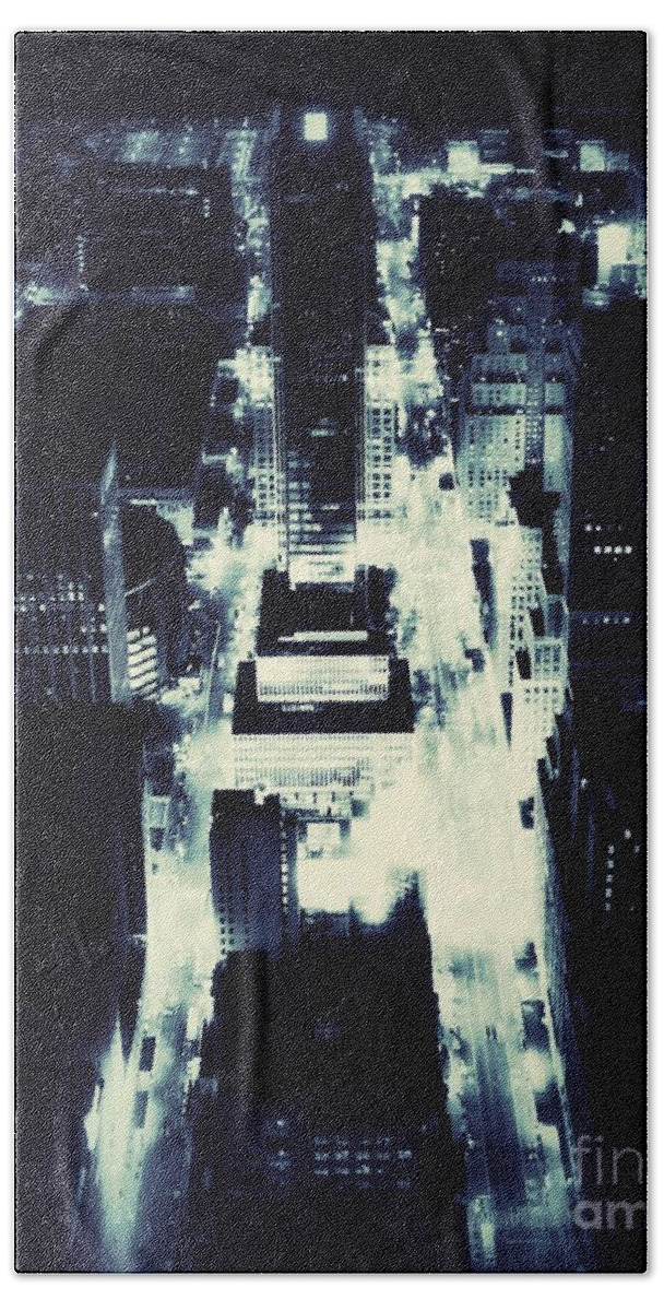 New York City Skyline Bath Towel featuring the photograph Blue Pill by HELGE Art Gallery
