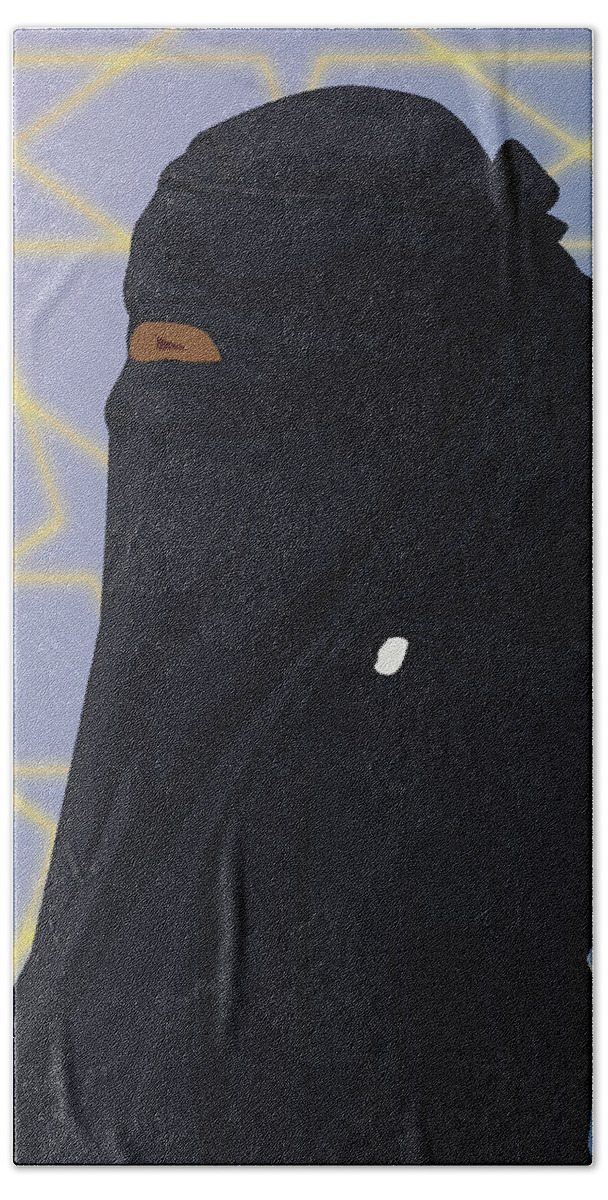 Muslim Hand Towel featuring the digital art Niqabi Center by Scheme Of Things Graphics