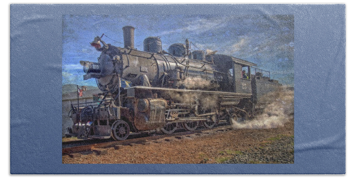 No. 25 Steam Locomotive Hand Towel featuring the photograph No. 25 by Thom Zehrfeld