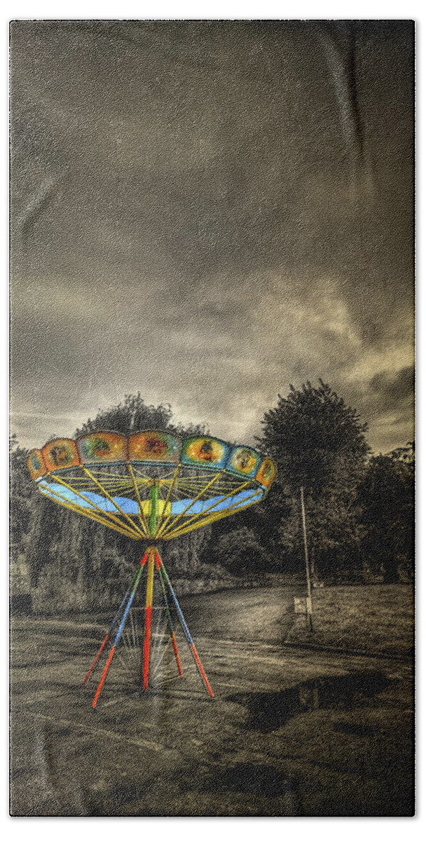Carousel Hand Towel featuring the photograph No More Rides by Evelina Kremsdorf