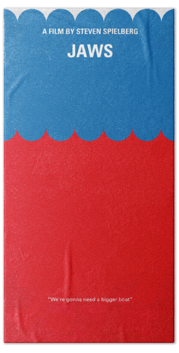 Jaws Hand Towel featuring the digital art No046 My jaws minimal movie poster by Chungkong Art