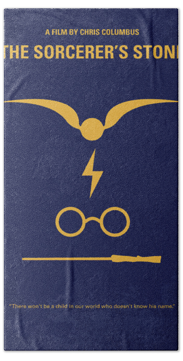 Hp - Sorcerers Stone Bath Sheet featuring the digital art No101-1 My HP - SORCERERS STONE minimal movie poster by Chungkong Art
