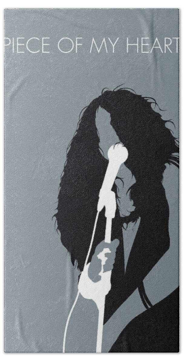 Janis Hand Towel featuring the digital art No127 MY Janis Joplin Minimal Music poster by Chungkong Art