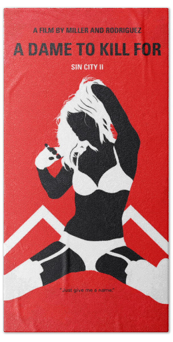 Sin Hand Towel featuring the digital art No304-2 My SIN CITY a dame to kill for minimal movie poster by Chungkong Art
