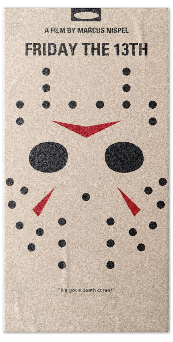 Friday The 13th Hand Towel featuring the digital art No449 My Friday the 13th minimal movie poster by Chungkong Art