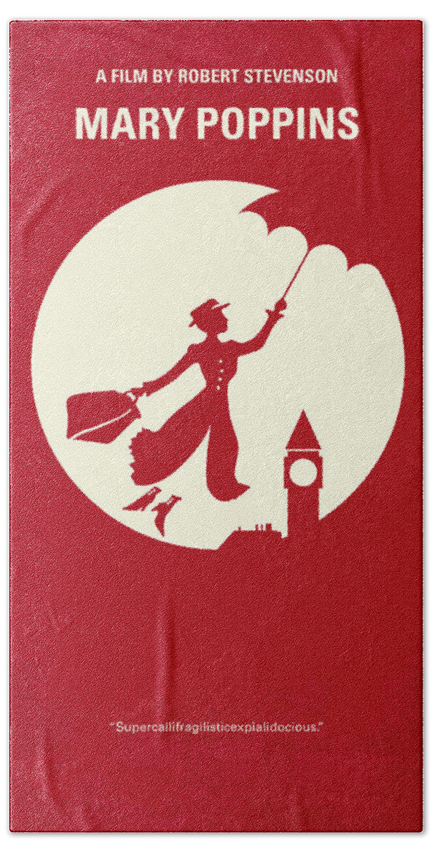 Mary Poppins Hand Towel featuring the digital art No539 My Mary Poppins minimal movie poster by Chungkong Art