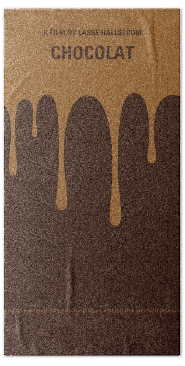 Chocolat Hand Towel featuring the digital art No567 My Chocolat minimal movie poster by Chungkong Art