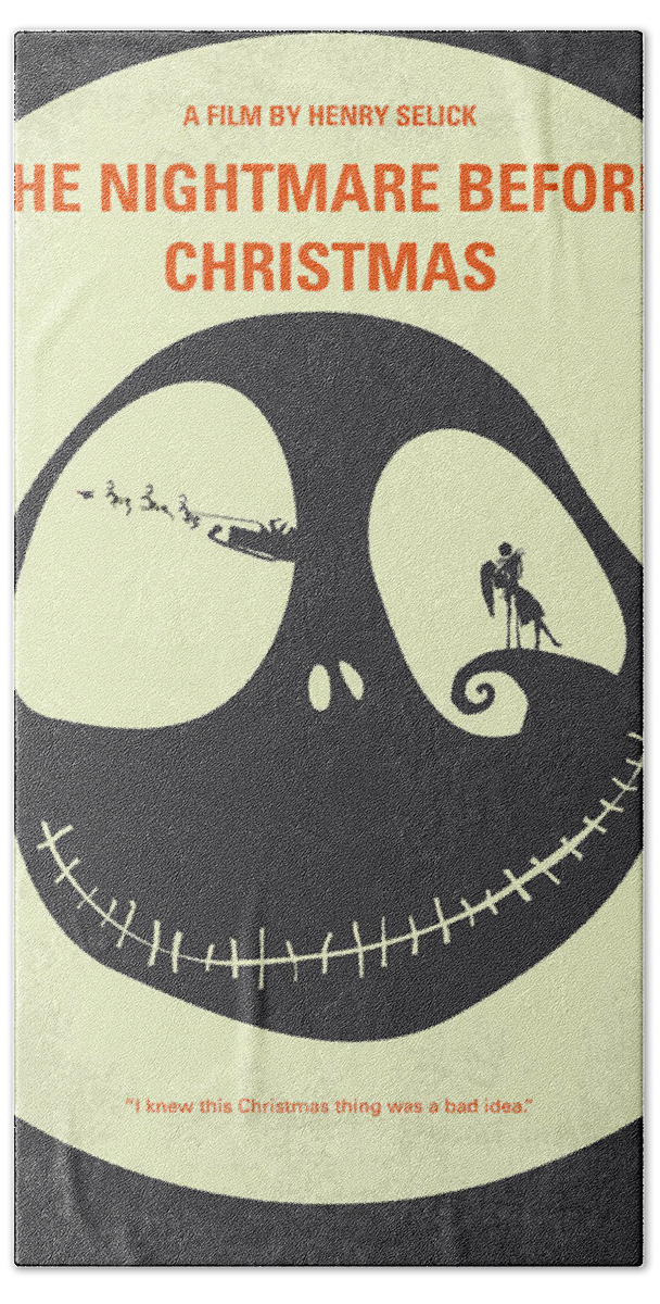 The Nightmare Before Christmas Bath Sheet featuring the digital art No712 My The Nightmare Before Christmas minimal movie poster by Chungkong Art