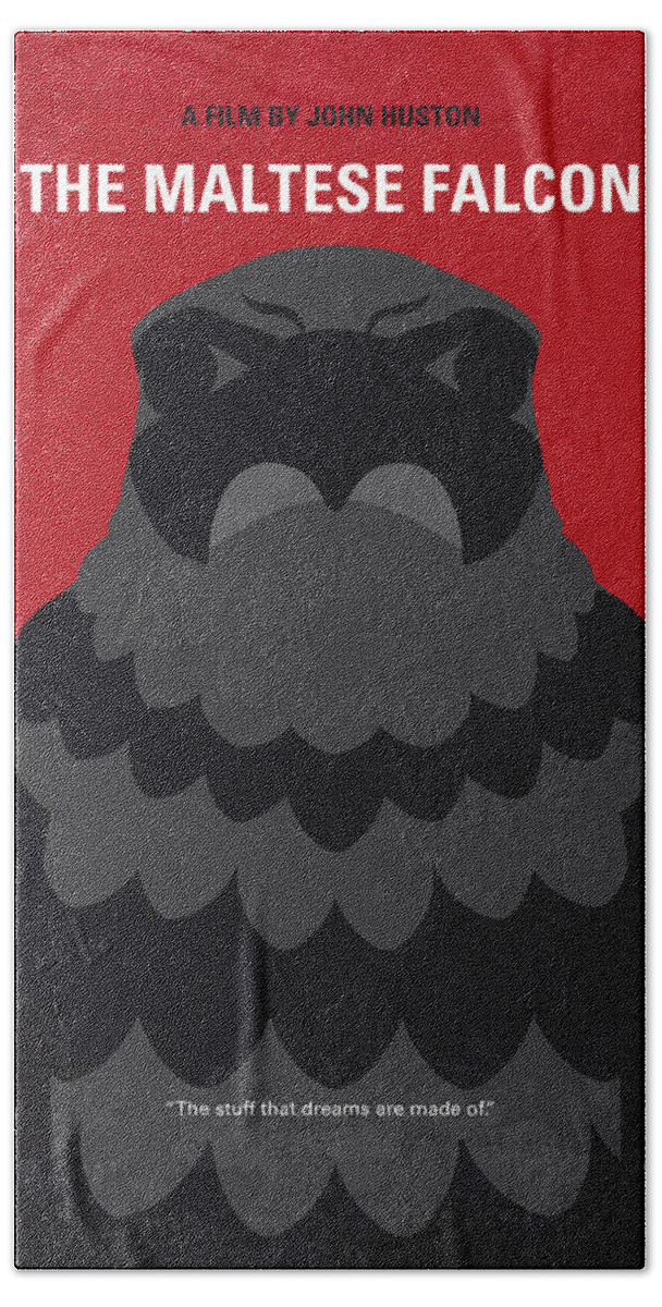 The Maltese Falcon Hand Towel featuring the digital art No780 My The Maltese Falcon minimal movie poster by Chungkong Art