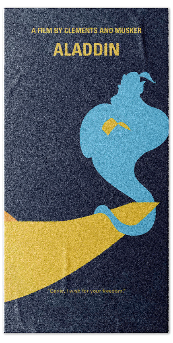 Aladdin Hand Towel featuring the digital art No920 My Aladdin minimal movie poster by Chungkong Art