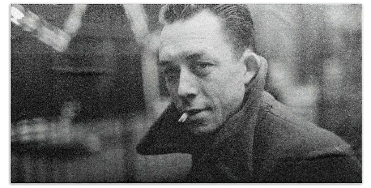 Nobel Prize Winning Writer Albert Camus Paris 1944-2015     Hand Towel featuring the photograph Nobel prize winning writer Albert Camus Paris 1944 - 2015      by David Lee Guss