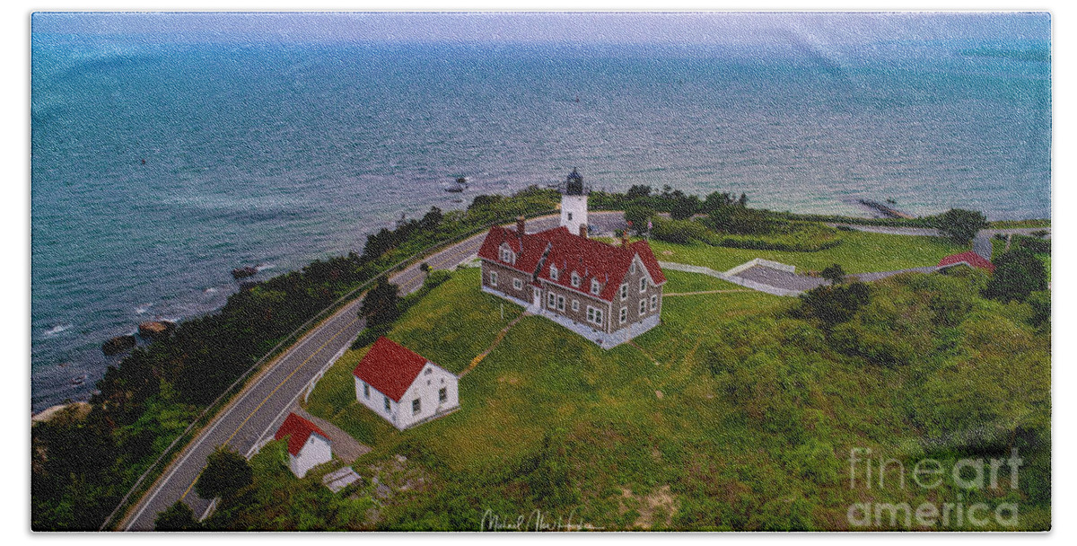 Lighthouse Hand Towel featuring the photograph Nobska Point Lighthouse by Veterans Aerial Media LLC