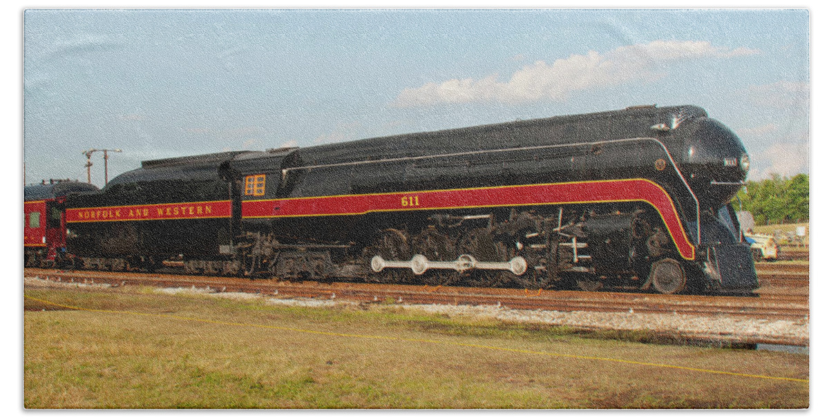 Norfolk And Western Hand Towel featuring the photograph Norfolk and Western J-Class 611 by John Black