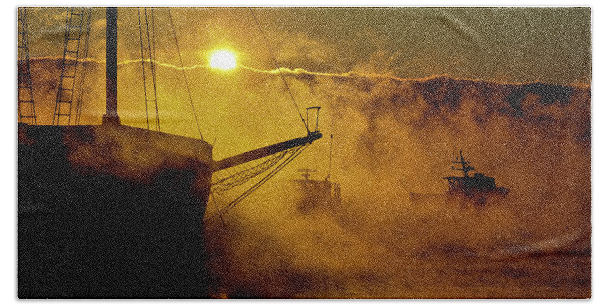 Sea Smoke Hand Towel featuring the photograph North End Burr by Jeff Cooper