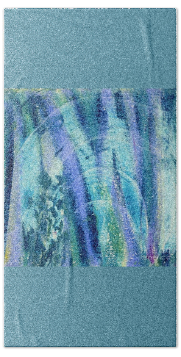 Northern Lights Hand Towel featuring the painting Northern Lights by Deb Stroh-Larson