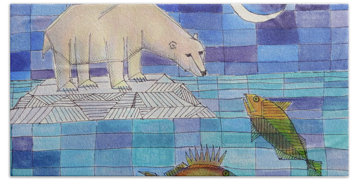Polar Bear Bath Towel featuring the painting Northern Tale by Ande Hall