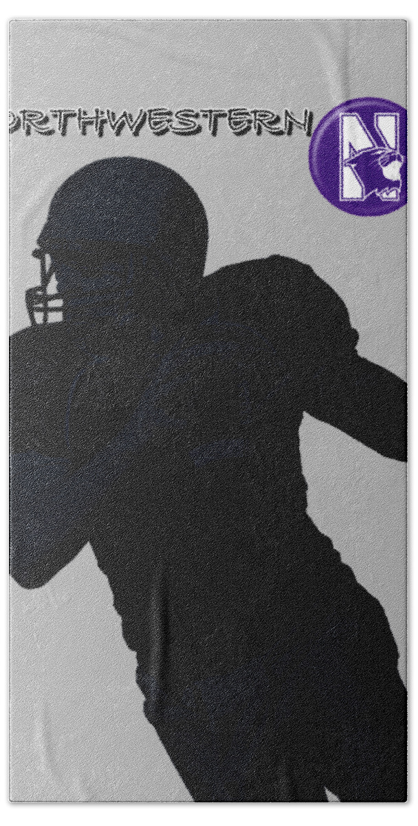 Football Hand Towel featuring the digital art Northwestern Football by David Dehner