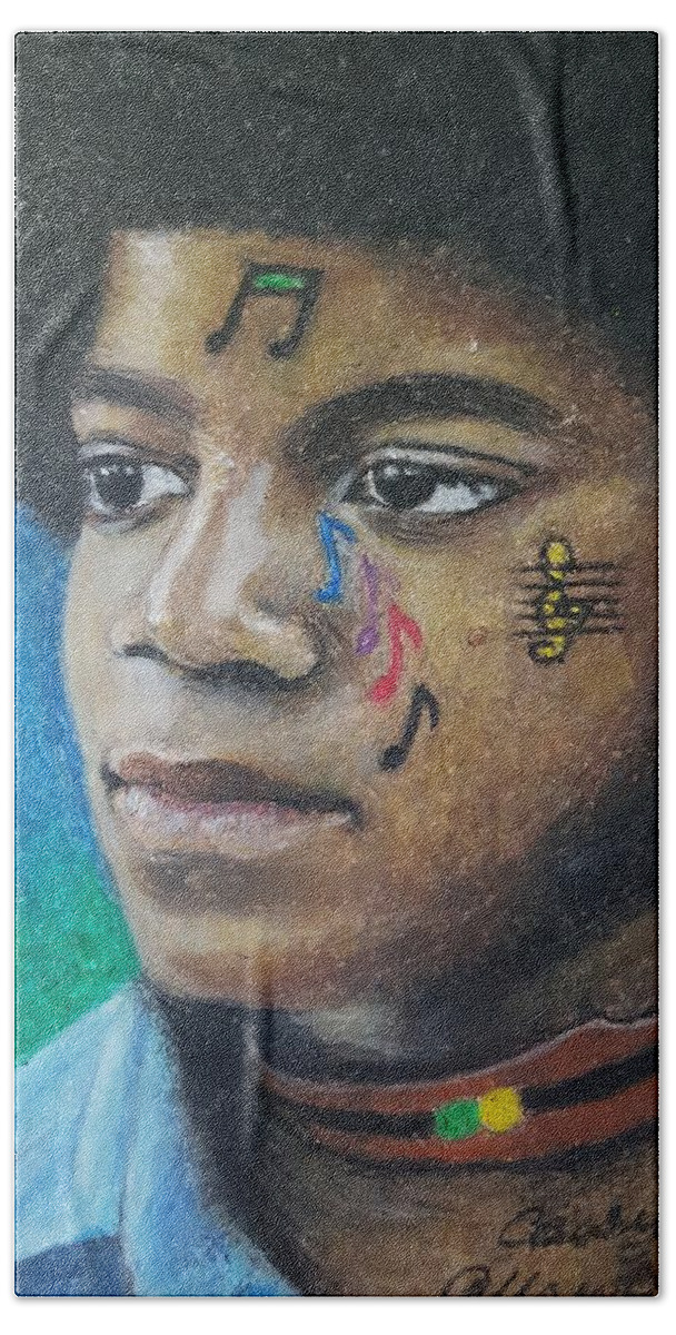 Michael Jackson Art Hand Towel featuring the pastel Notes Of Love by Cassy Allsworth