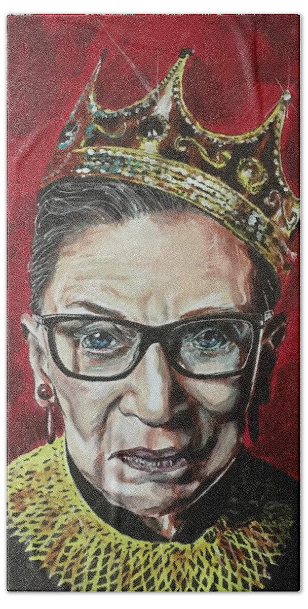 Ruth Bader Ginsburg Hand Towel featuring the painting Notorious RBG by Joel Tesch