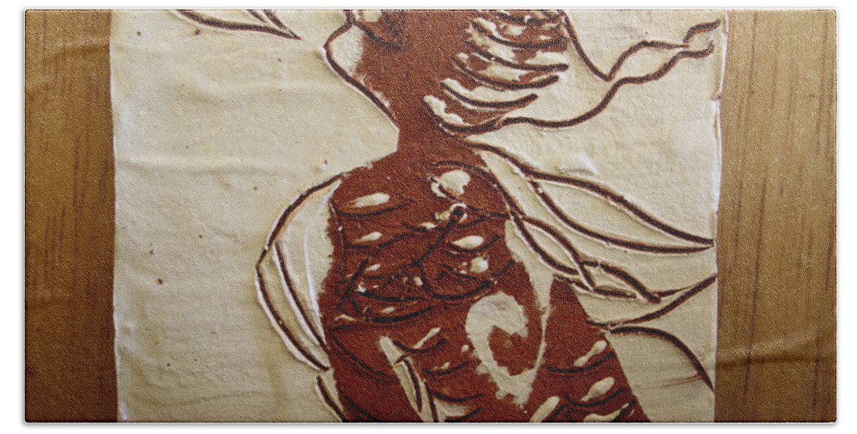 Jesus Bath Sheet featuring the ceramic art Nude 10 - tile by Gloria Ssali