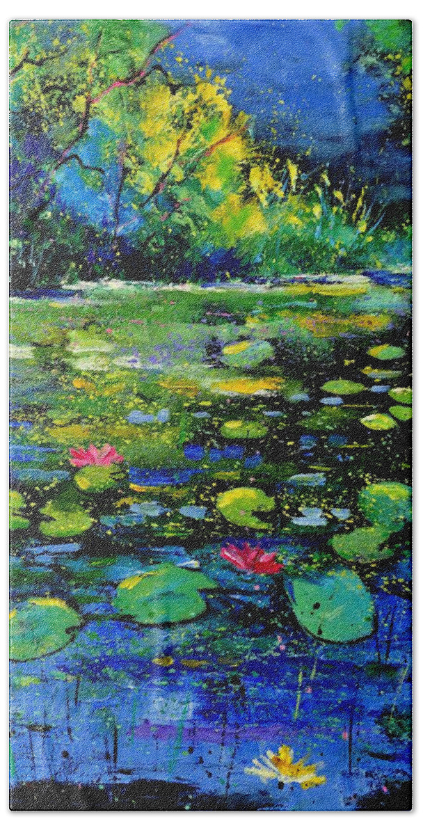 Nympheas Bath Towel featuring the painting Nympheas by Pol Ledent