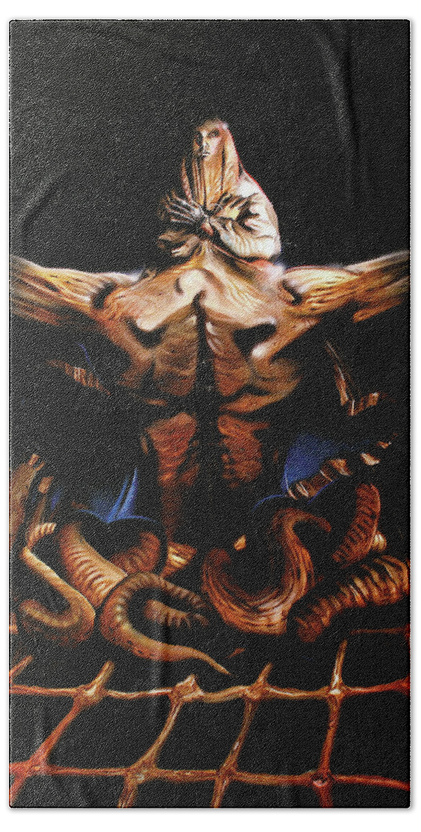 Fantasy Hand Towel featuring the painting Obliveon Nemesis by Sv Bell