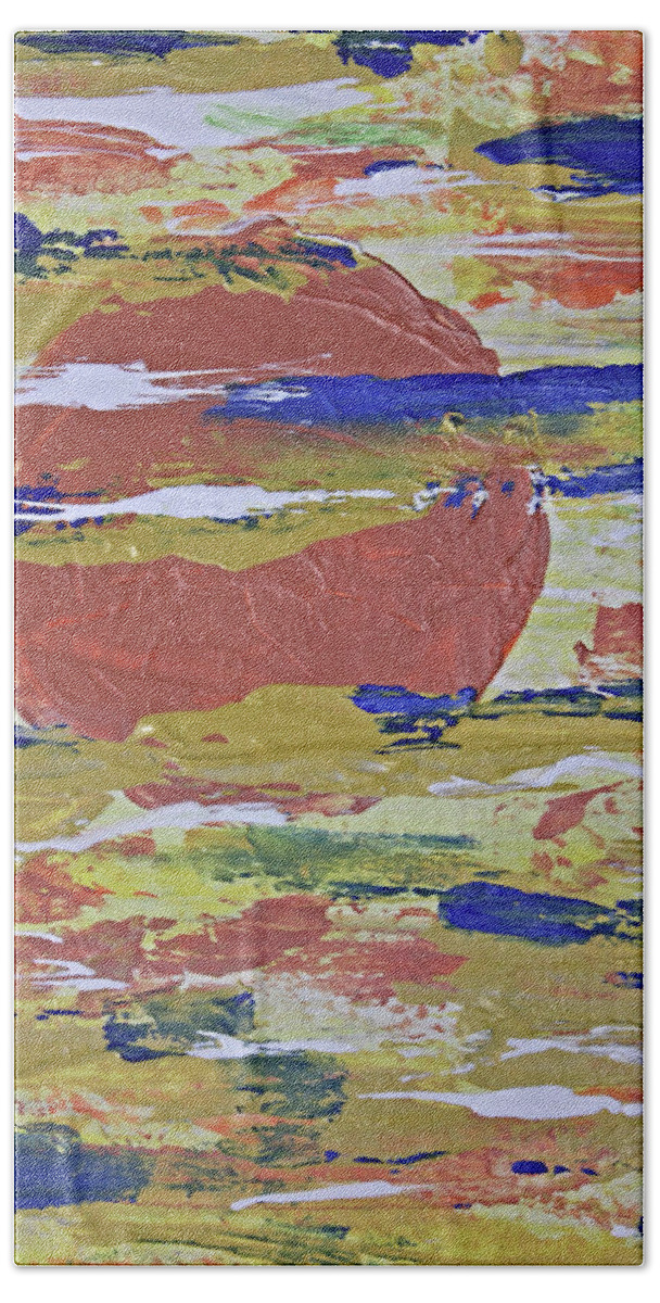 Orange Bath Towel featuring the painting Obscure Orange Abstract by April Burton