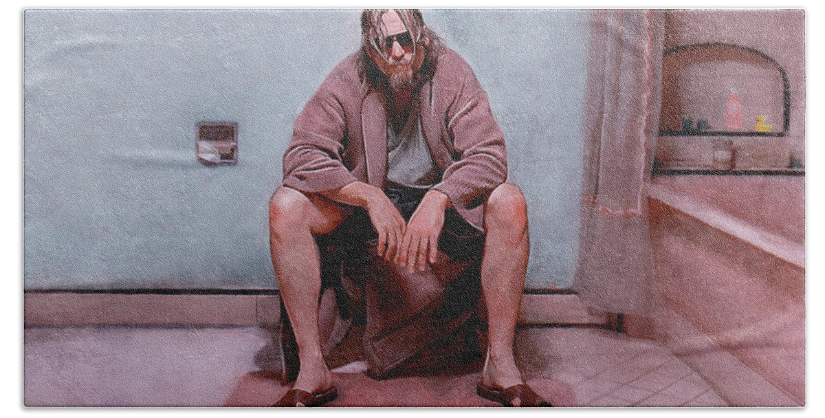 There's A Beverage Here - The Big Lebowski Bath Towel by Joseph