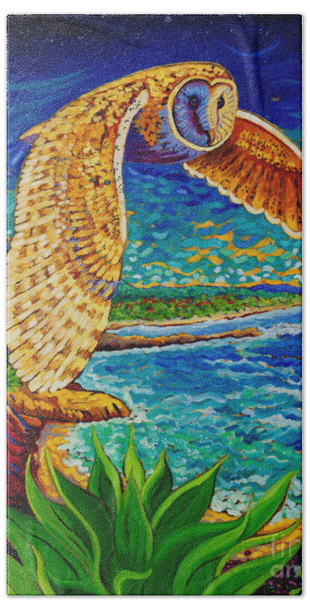 Owl Hand Towel featuring the painting Ocean Air by Cathy Carey
