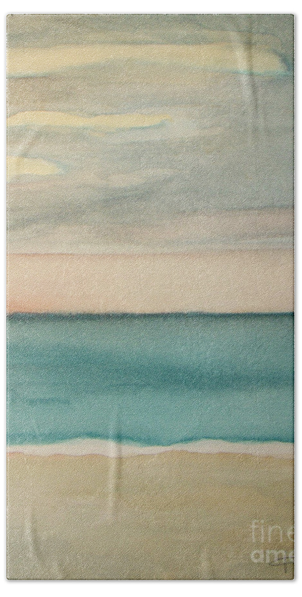 Ocean Beach Hand Towel featuring the painting Ocean Beach by Vesna Antic