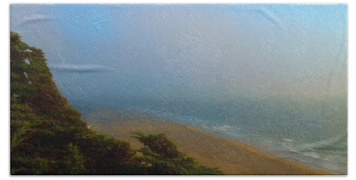 Ocean Beach With Fog Bath Towel featuring the photograph Ocean Beach with Light Fog by Bonnie Follett