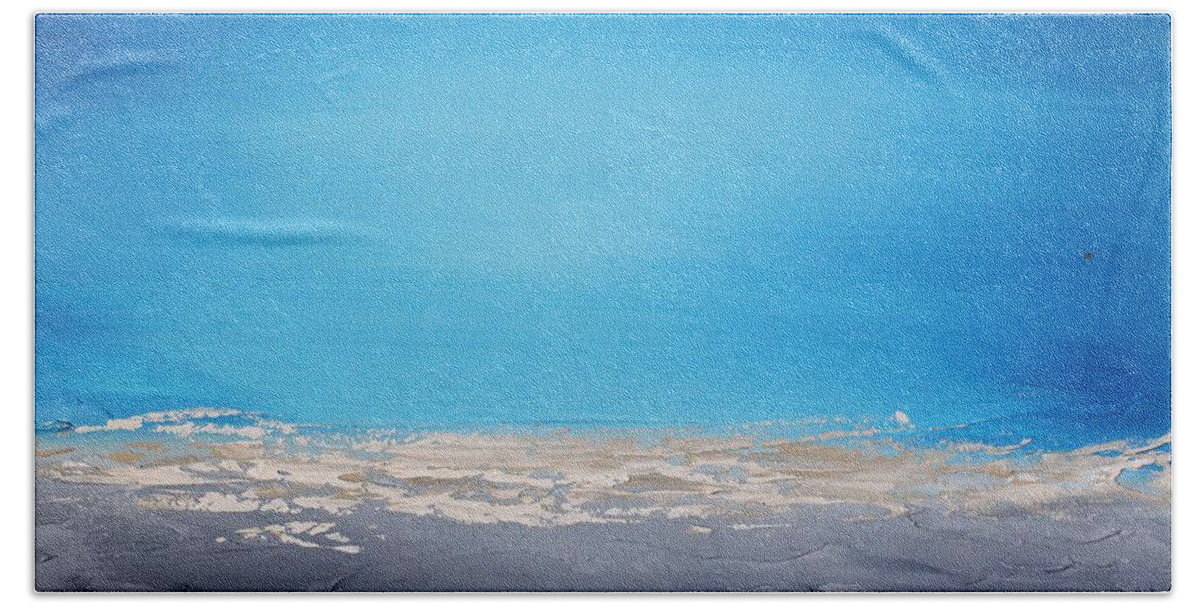 Blue Hand Towel featuring the painting Ocean Blue 5 by Preethi Mathialagan