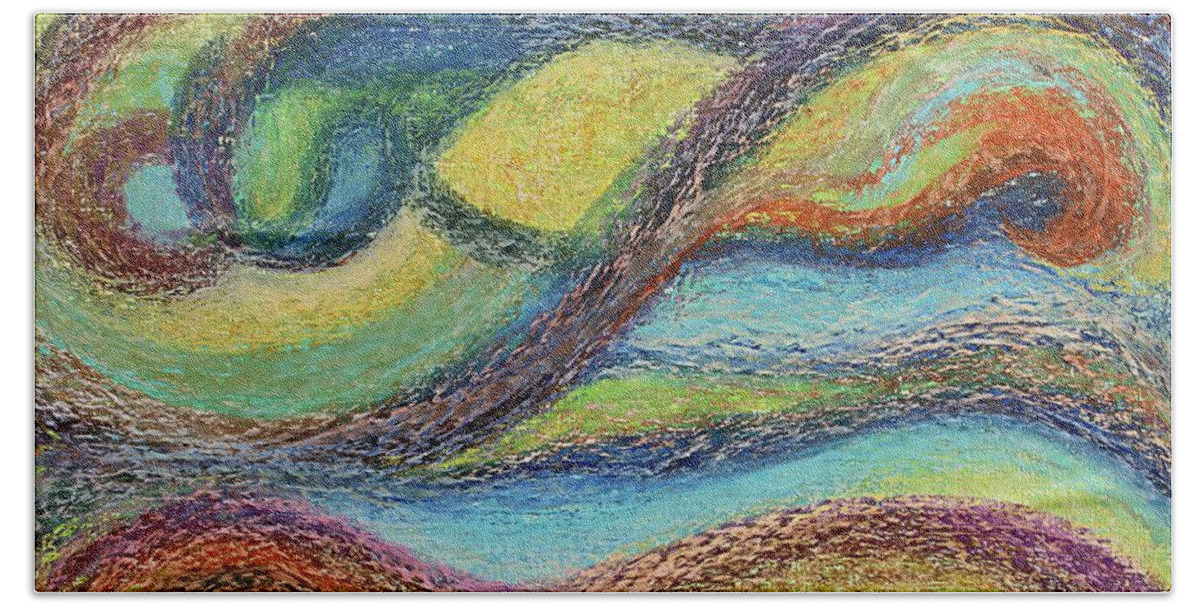 Abstract Bath Towel featuring the pastel Ocean Flow by Norma Duch
