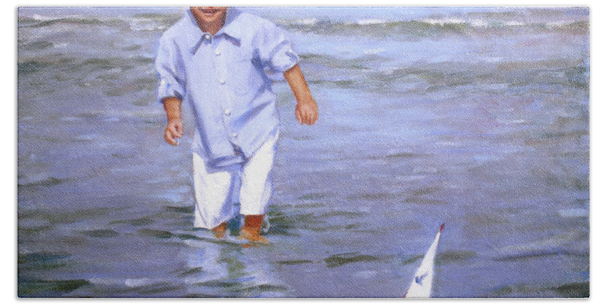 Ocean Bath Towel featuring the painting Ocean Sailor Brandon by Candace Lovely