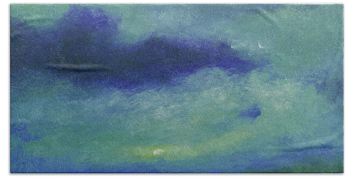 Ocean Bath Towel featuring the painting Ocean sky 2 by Julianne Felton