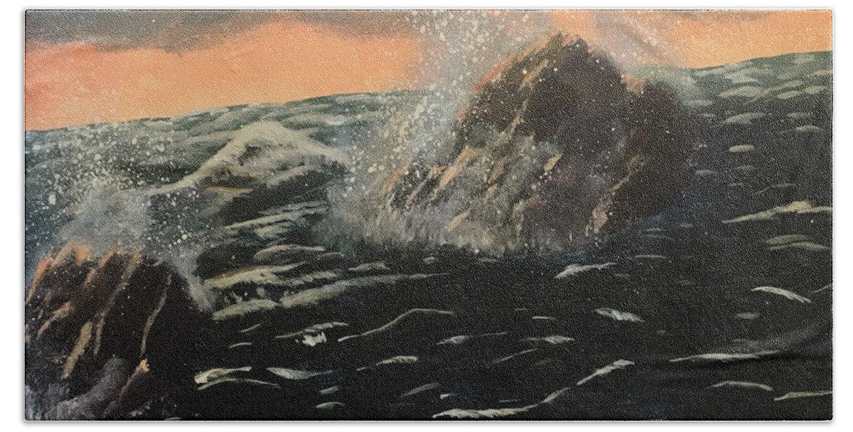 Ocean Hand Towel featuring the painting Ocean Spray 2 by David Bartsch
