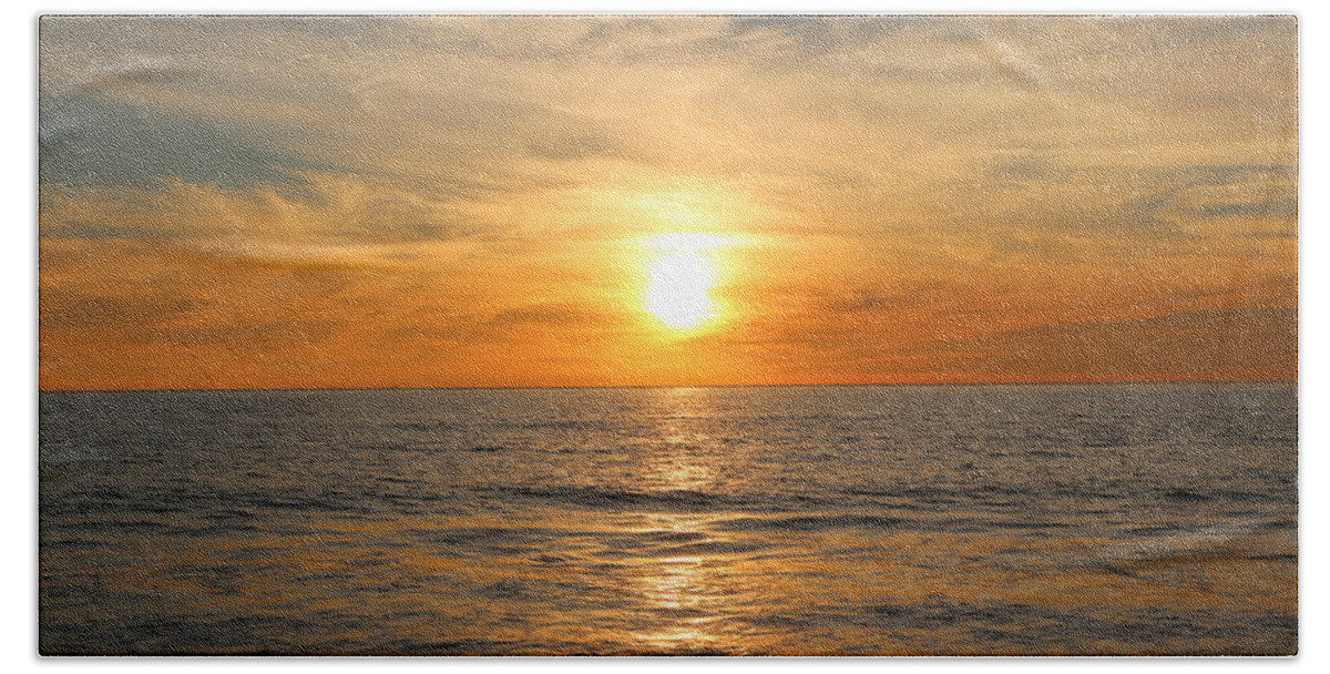 Ocean Bath Towel featuring the photograph Ocean Sunset - 9 by Christy Pooschke
