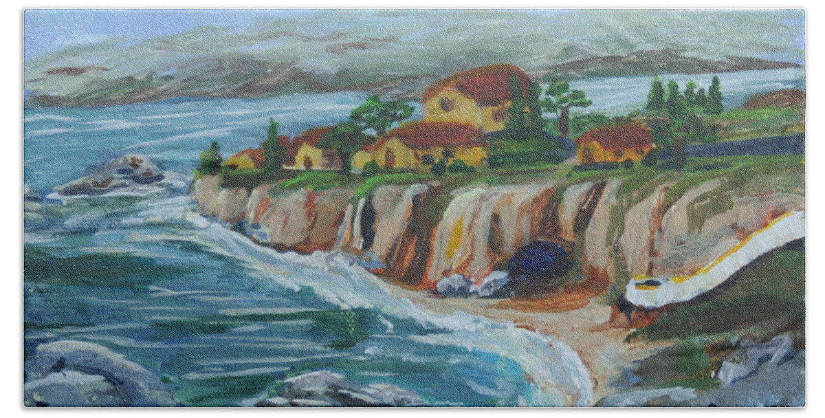 Ocean View Hand Towel featuring the painting Ocean view by Gail Daley