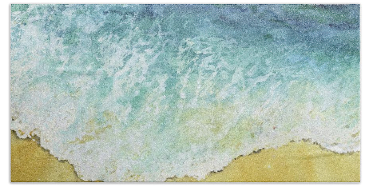 Ocean Hand Towel featuring the painting Ocean wave by Wendy Keeney-Kennicutt