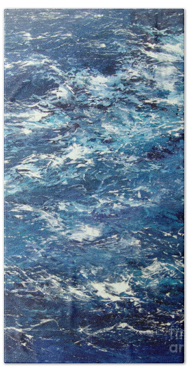 Semi Abstract Hand Towel featuring the painting Ocean's Blue by Valerie Travers
