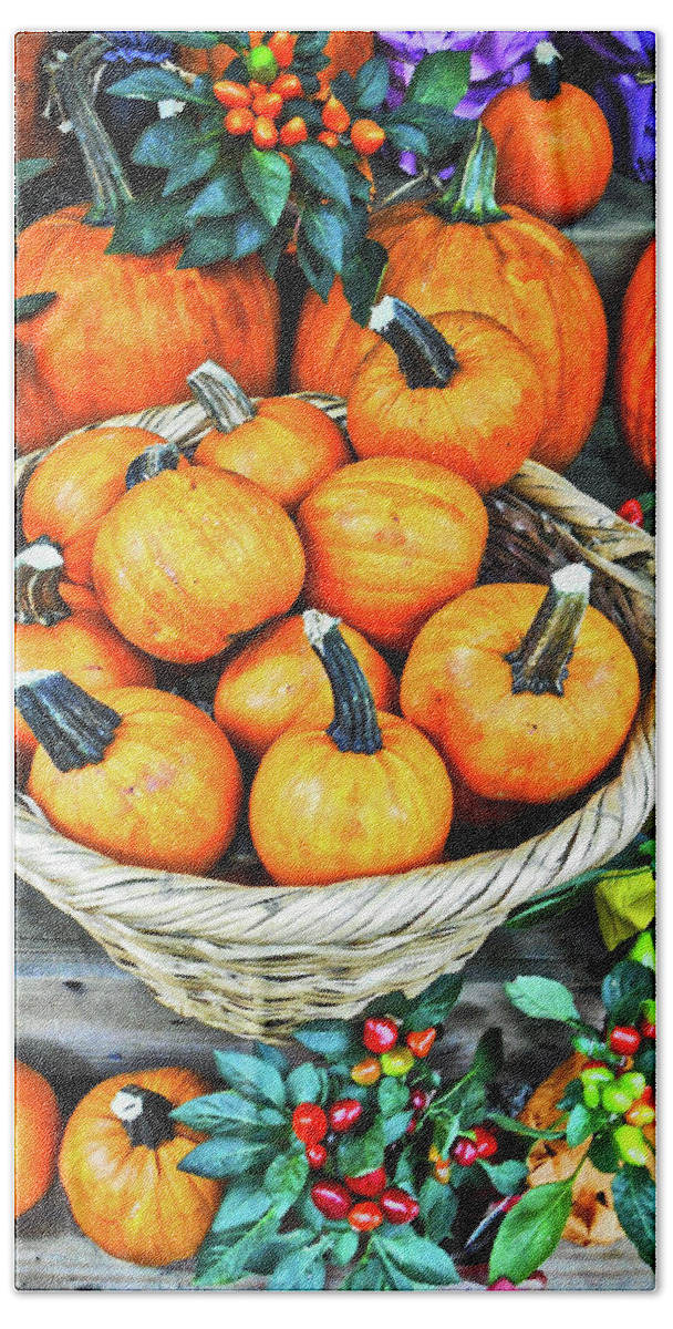 Photograph Go Pumpkins Hand Towel featuring the photograph October Pumpkins by Joan Reese