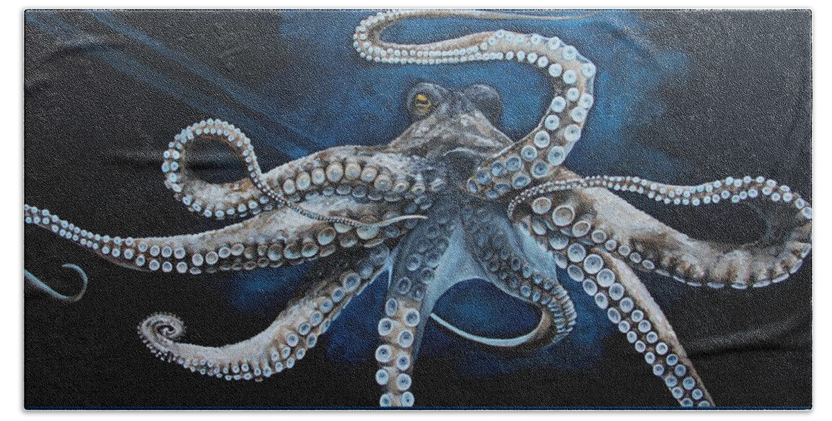 Octopus Bath Sheet featuring the painting Octopus by Alyssa Davis
