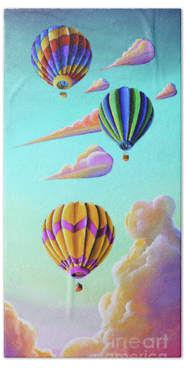 Balloons Bath Towel featuring the painting Off They Go by Cindy Thornton