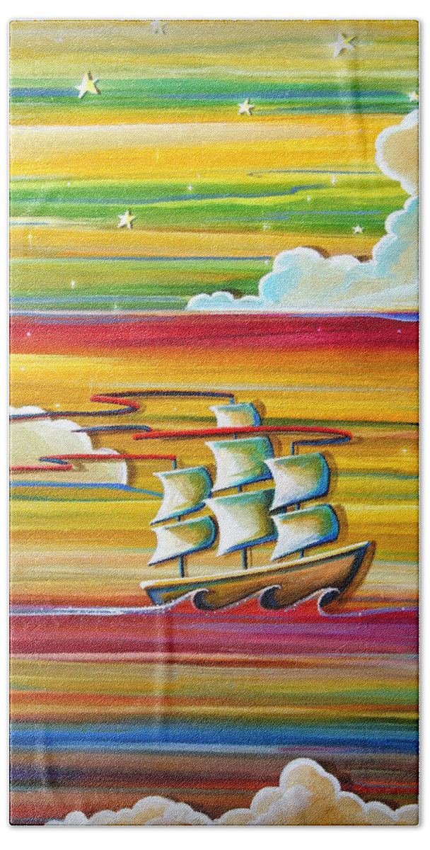 Sky Hand Towel featuring the painting Off To Neverland by Cindy Thornton