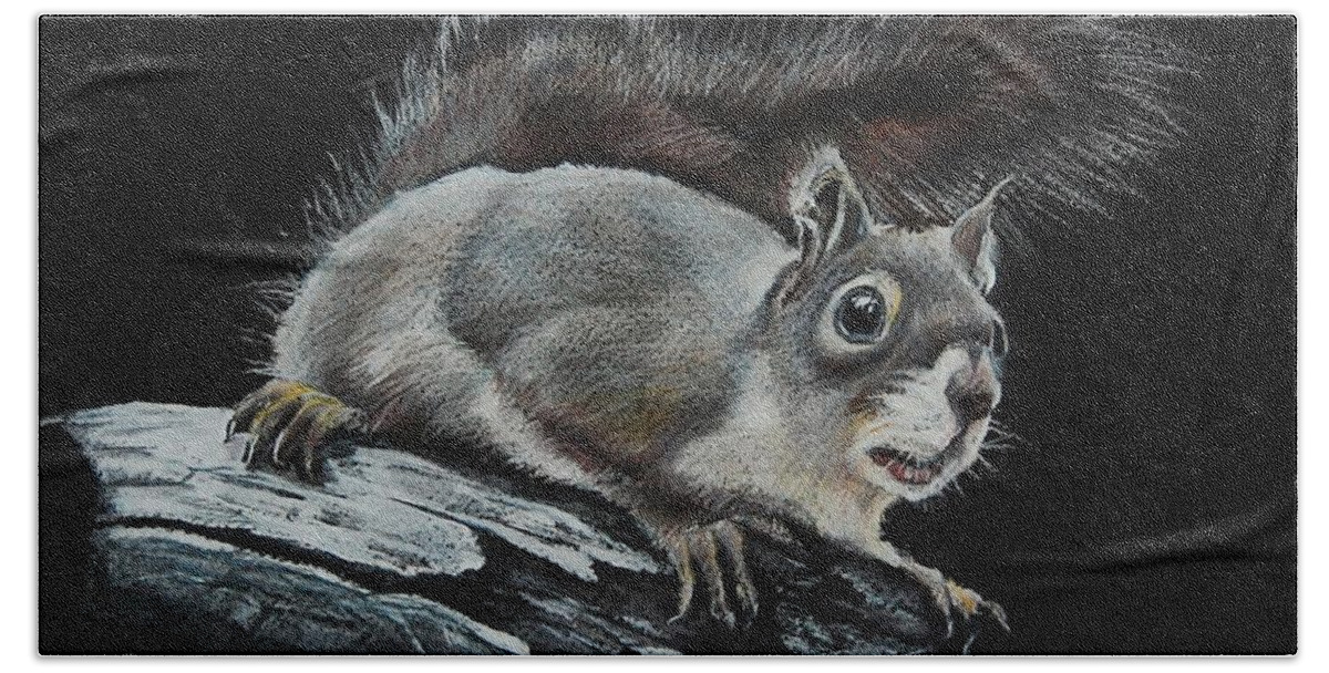 Squirrel Bath Towel featuring the drawing Oh Nuts by Jean Cormier