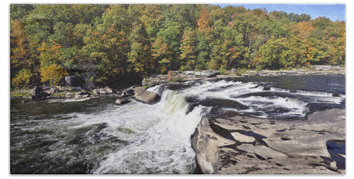 Ohiopyle Hand Towel featuring the photograph Ohiopyle State Park - Ohiopyle Falls - Pennsylvania by Brendan Reals