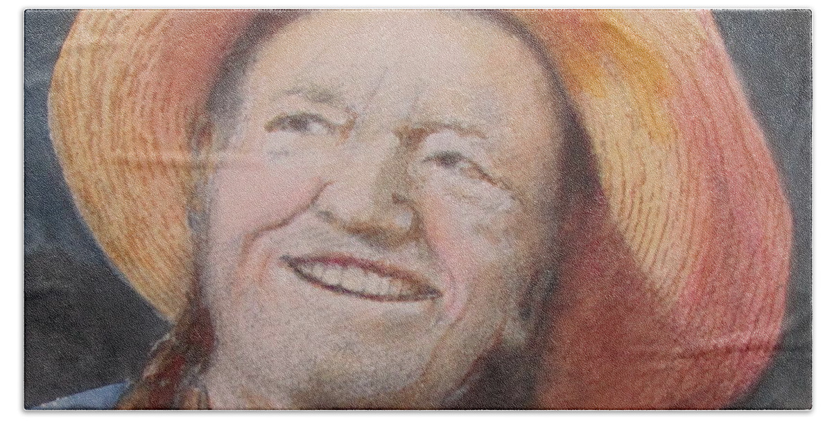 Willie Nelson Bath Towel featuring the painting Ol Willie by Bobby Walters